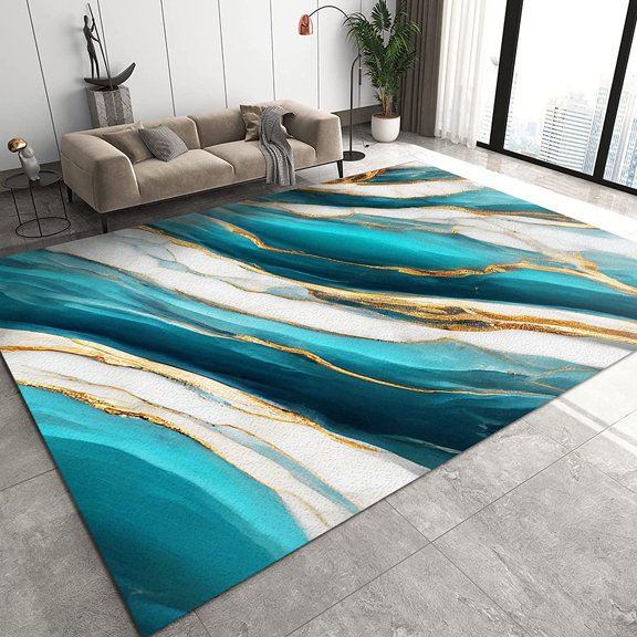 Green and White Marble Area Rugs, Non-Slip Square Carpet Apartment Carpet, Distressed Carpet Fuzzy Plush Soft Shaggy Non-Skid Apply to Foyer Bathroom Home,2x3ft