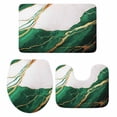 thumbnail image 1 of Green White Marble Bath Mat 3 Piece Bathroom Rug Set, Nature Marble Crack Yellow Lines Art Non Slip Bath Rug Contour Mat and Toilet Lid Cover, Absorbent Shower Mats Soft Bath Rugs and Mats Sets, 1 of 8