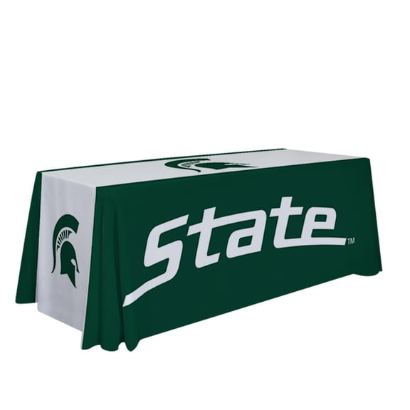 Michigan State Spartans 6' College Sports Printed Table Throw - NCAA Licensed - Polyester Draped - School Tablecloth (Green, White)