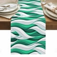 thumbnail image 1 of Green White Moire Table Runner - 120 Inch Long, Kitchen Dining Table Runner Dresser Scarves, Modern Abstract Art Farmhouse Decor for Coffee Tables Wedding Party Banquet, 1 of 8