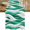 thumbnail image 1 of Green White Moire Table Runner 72 Inches Long Farmhouse Dress Scarves, Modern Abstract Art Dining Tablerunner for Coffee Table/Kitchen Island/Party Décor, 13" x 72", 1 of 8