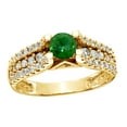 thumbnail image 1 of AFFY Green & White Natural Diamond Shank Fancy Engagement Ring in 14K Yellow Gold (1 cttw), 1 of 1