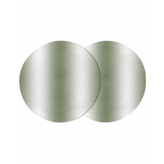 Green White Ombre Round 13 Inch Placemats Set of 2, Country Pastoral Gradient Minimalist HeatResistant Non Slip Place Mats for Dining Table, Wipeable Braided Kitchen Table Mats for Housewarming