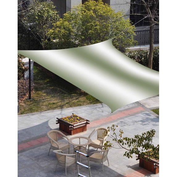 Green White Ombre Sun Shade Sail 12'x16' Rectangle Outdoor Shade Canopy, Country Pastoral Gradient Minimalist Porch Shades Outdoor Sun Blocking Screen, Sunshade Cloth Covers for Patio/Deck/Garden