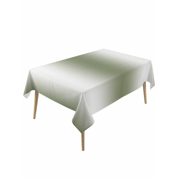 Green White Ombre Table Cloth, Country Pastoral Gradient Minimalist Waterproof Tablecloth for Rectangle Tables, Reusable Washable Fabric Table Cover for Restaurant Kitchen Dining Tables 60"x120"