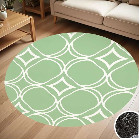 Green White Oval Pattern Round Carpet Living Room Bedroom Home ...