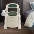 thumbnail image 1 of Green White PP and PU Bedside Commode, Portable Toilet, Toilet with Sensor Night Light With TPE Non-Slip Feet, 1 of 22