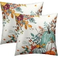 thumbnail image 1 of Green White Pumpkin Throw Pillow Cover 20x20 Inch Pack of 2 Fallen Leaves Autumn Thanksgiving Cushion Pillow Case Square Maple Leaves Pillowcase for Fall Outdoor Party Bed Sofa Home Car Bedroom, 1 of 6