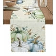 Green White Pumpkins BurlapCotton Table Runner 90 Inches Long,Fall