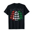 thumbnail image 1 of Green White Red Buffalo Plaid Christmas Trees Cute Snow Gift T-Shirt, 1 of 5