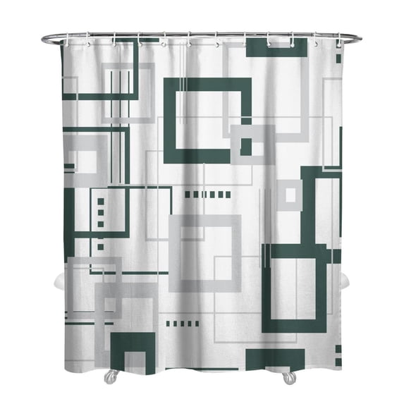 Green White Shower Curtain Set with Hooks Grey and White Shower Curtains Grey Shower Curtain Geometric Bath Curtains Decorative Gray Shower Curtain Water Repellent, 72x84