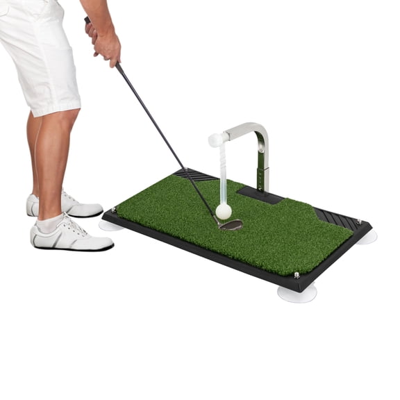 Green White Silver Indoor Golf Swing Practice System, Sturdy Spindle Bar Portable Golf Skill Training Equipment for Beginners & Advanced Golfers