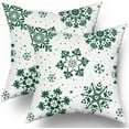 thumbnail image 1 of Green White Snowflakes Winter Christmas Pillow Covers 16x16 Set of 2 Xmas Snow Holiday Decoration Print Decorative Outdoor Pillowcases Seasonal Farmhouse Throw Cushion Case Decor for Couch Sofa Bed, 1 of 6