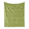 thumbnail image 1 of Green and White Soft Flannel Fleece Throw Blanket, Hand Drawn Style Funny Chameleons with Leafy Flower Stems, Cozy Plush for Indoor and Outdoor Use, 50" x 60", Apple Green White, by Ambesonne, 1 of 6