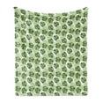 thumbnail image 1 of Green and White Soft Flannel Fleece Throw Blanket, Palm Leaves and Monsteras Tropical Themed Monochrome Hawaii, Cozy Plush for Indoor and Outdoor Use, 60" x 80", Green Pale Green, by Ambesonne, 1 of 5