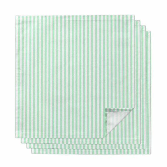 Green White Stripe Cloth Napkins, Modern Minimalist Geometric Striped Washable and Reusable Dinner Napkins Set of 4, Table Napkin for Kitchen Party Birthday Wedding Hotel Housewarming 20"x20"