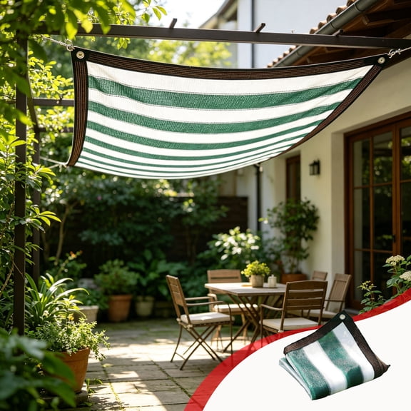 Green and White Striped Shade Netting,90% Shade Sail,Rectangular Shading Net,Sunblock Shade Cloth Net with Grommets,Shade Mesh for Garden Greenhouse Pergola Plants,1×1m