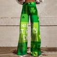 thumbnail image 1 of Green Wide Leg Pants Wide Leg Pants Woman High Waist Floral Patterned Pants Lightweight Loose Fit Casual Colorful Trouser Imitation Jeans, 1 of 4