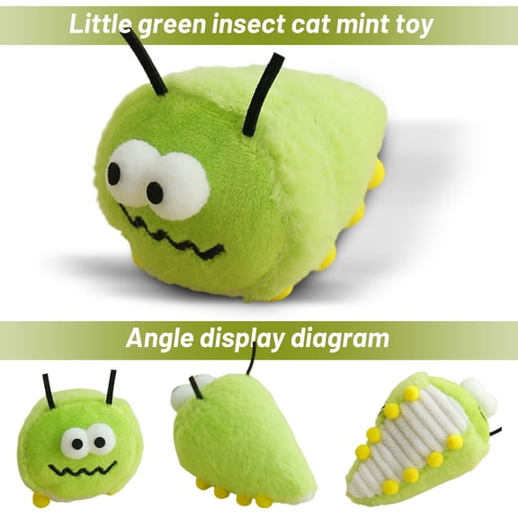 Green Wiggle Worm Cat Toy with Catnip Interactive Plush Caterpillar for Hunting Instinct Stimulation and Anxiety Relief