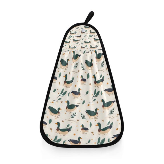 Green Wild Ducks Pattern Hand Towel Quick Drying Home Storage Kitchen Towel Hooks Dish Cloths