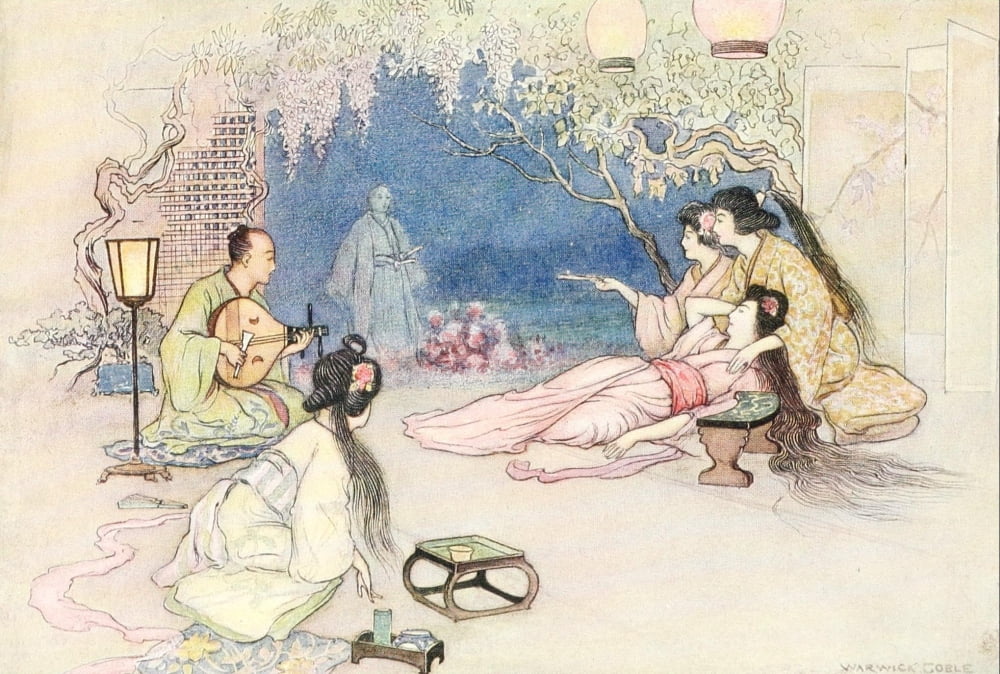 Green Willow 1910 Flower of the Peony Canvas Art - Warwick Goble (24 x 36)
