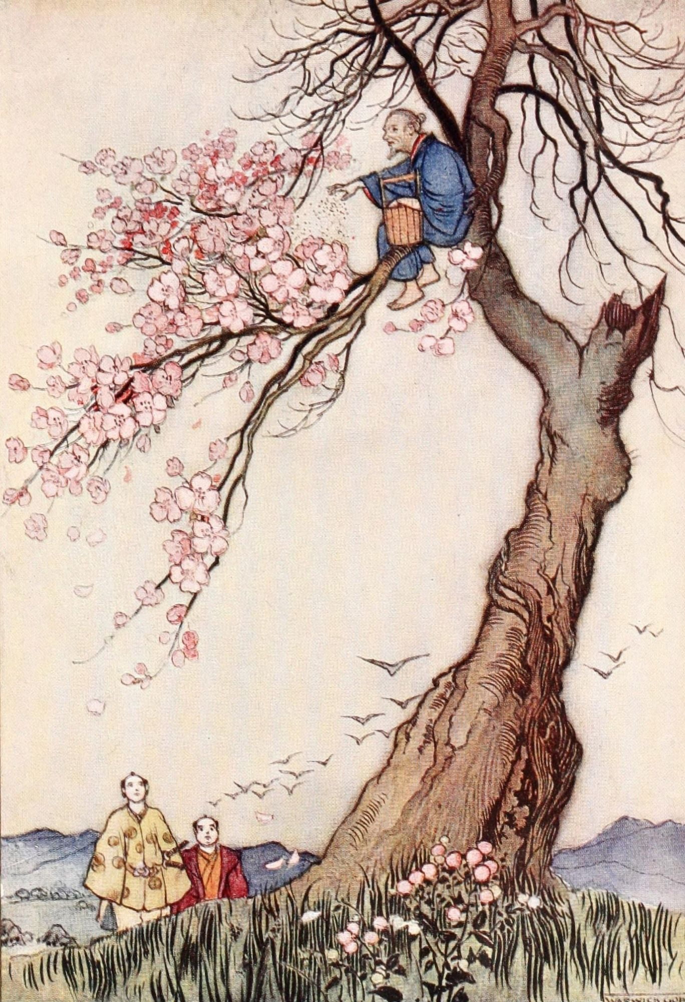Green Willow 1910 Hana-Saka-Jiji Canvas Art - Warwick Goble (24 x 36)