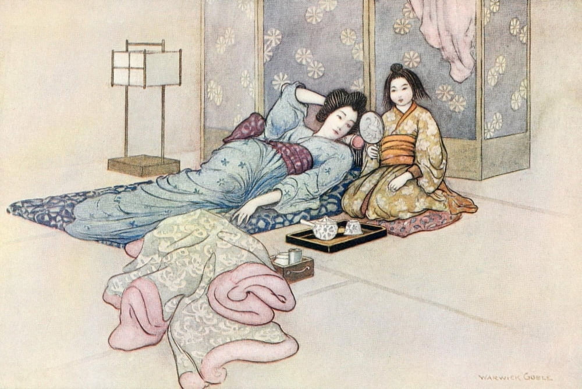 Green Willow 1910 The Matsuyama Mirror Canvas Art - Warwick Goble (18 x 24)