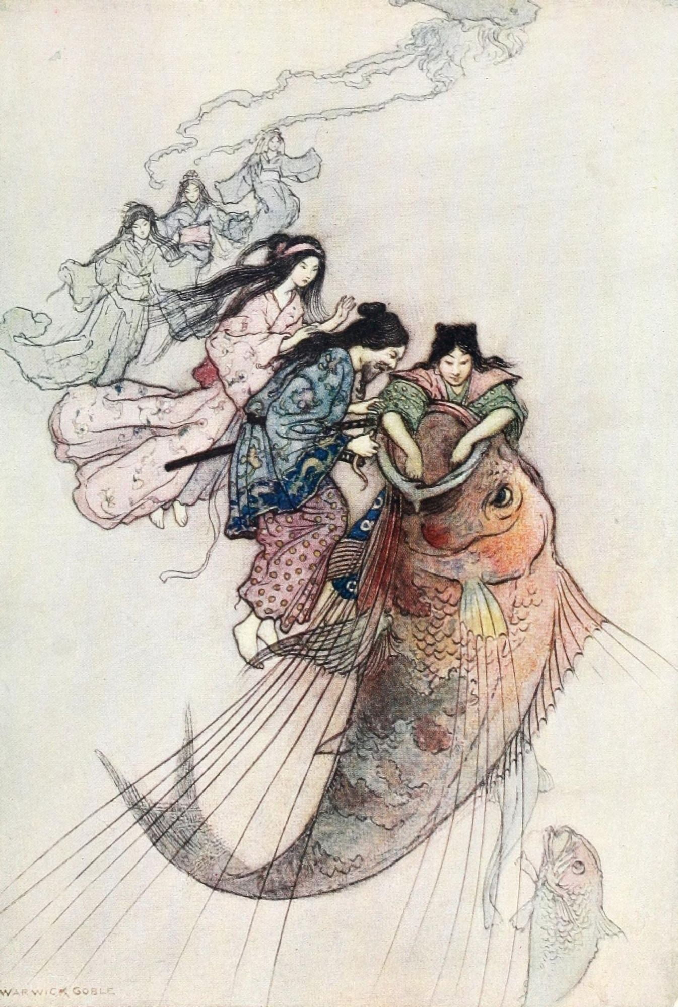 Green Willow 1910 The Sea king and the magic jewels 2 Canvas Art - Warwick Goble (24 x 36)