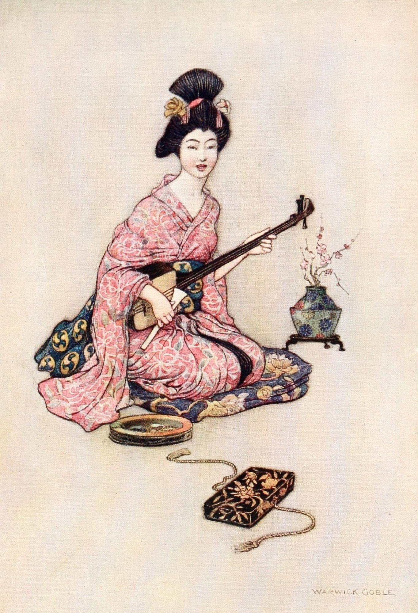 Green Willow 1910 The beautiful dancer of Yedo Canvas Art - Warwick Goble (24 x 36)
