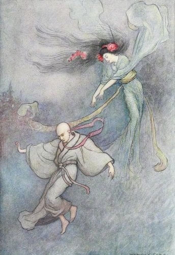 Green Willow 1910 The bell of Dojoji Canvas Art - Warwick Goble (24 x 36)