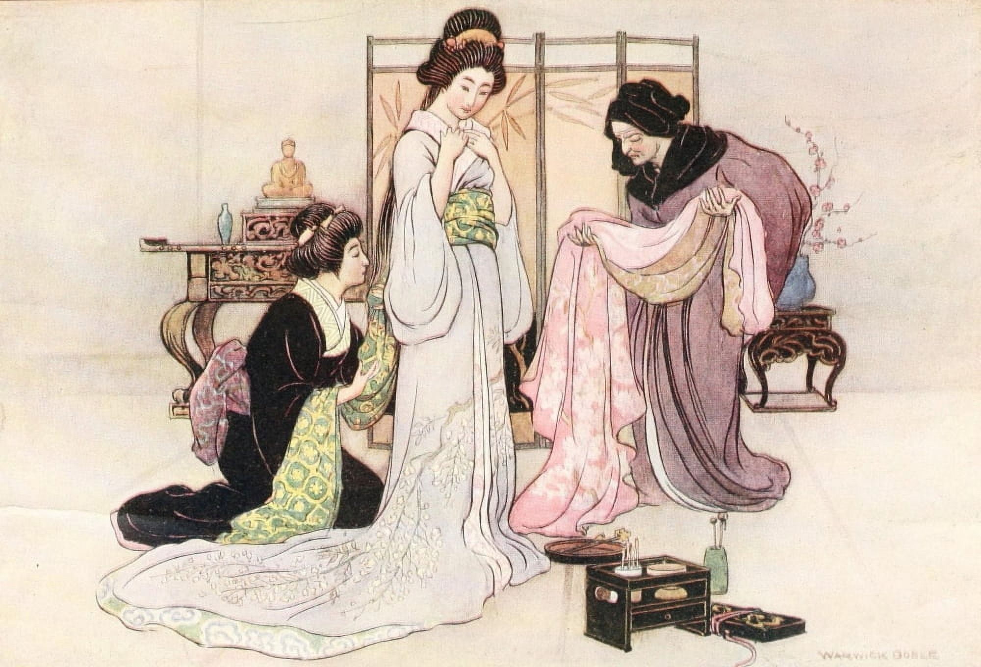 Green Willow 1910 The maiden of Unai Canvas Art - Warwick Goble (18 x 24)