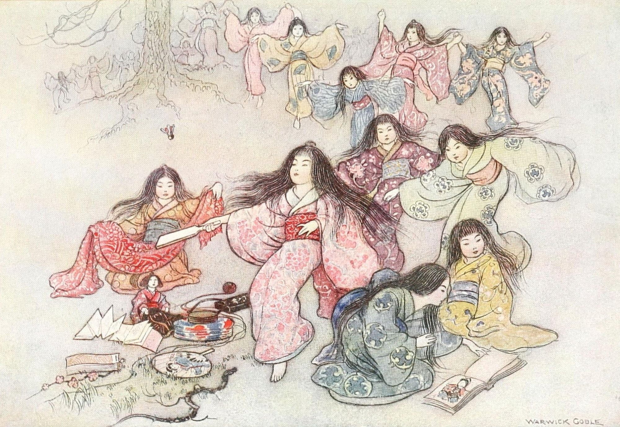 Green Willow 1910 The mallett Canvas Art - Warwick Goble (24 x 36)