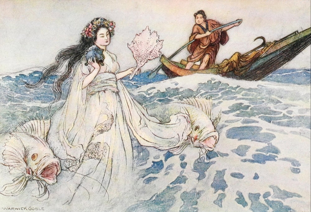 Green Willow 1910 Urashima Canvas Art - Warwick Goble (18 x 24)
