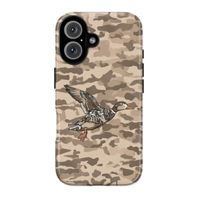 Green Winged Teal Phone Case, Vintage Tan Camo Flying Duck Retro Hunting Wildlife Cover for iPhone 17 16 15 14 13 12 11 Plus Pro Max Mini