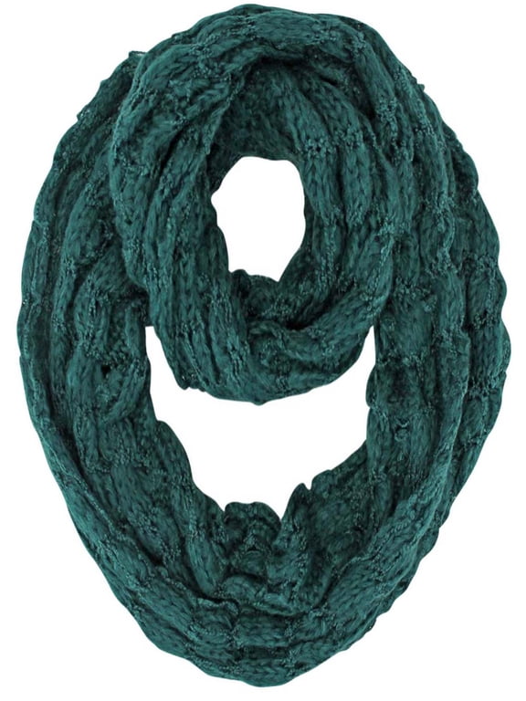 Green Winter Bubble Knit Infinity Circle Scarf