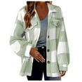 thumbnail image 1 of Green Winter Coats for Women, Spandex Womens Winter Coats, Shackets for Women 2024 Winter Warm Fuzzy Plaid Shirt Jackets Plus Size Button Down Long Sleeve Coats XXL, 1 of 1