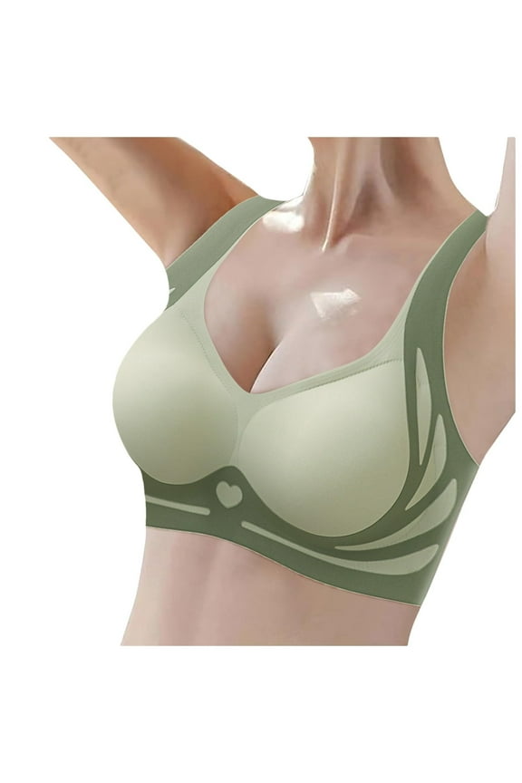 Green Wireless Bras for Women Fitting Bra Wireless Bra Bra Fitting Anti Sagging Everyday Bras