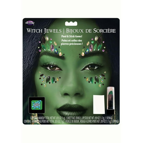 Green Witch Costume Jewels & Makeup Kit