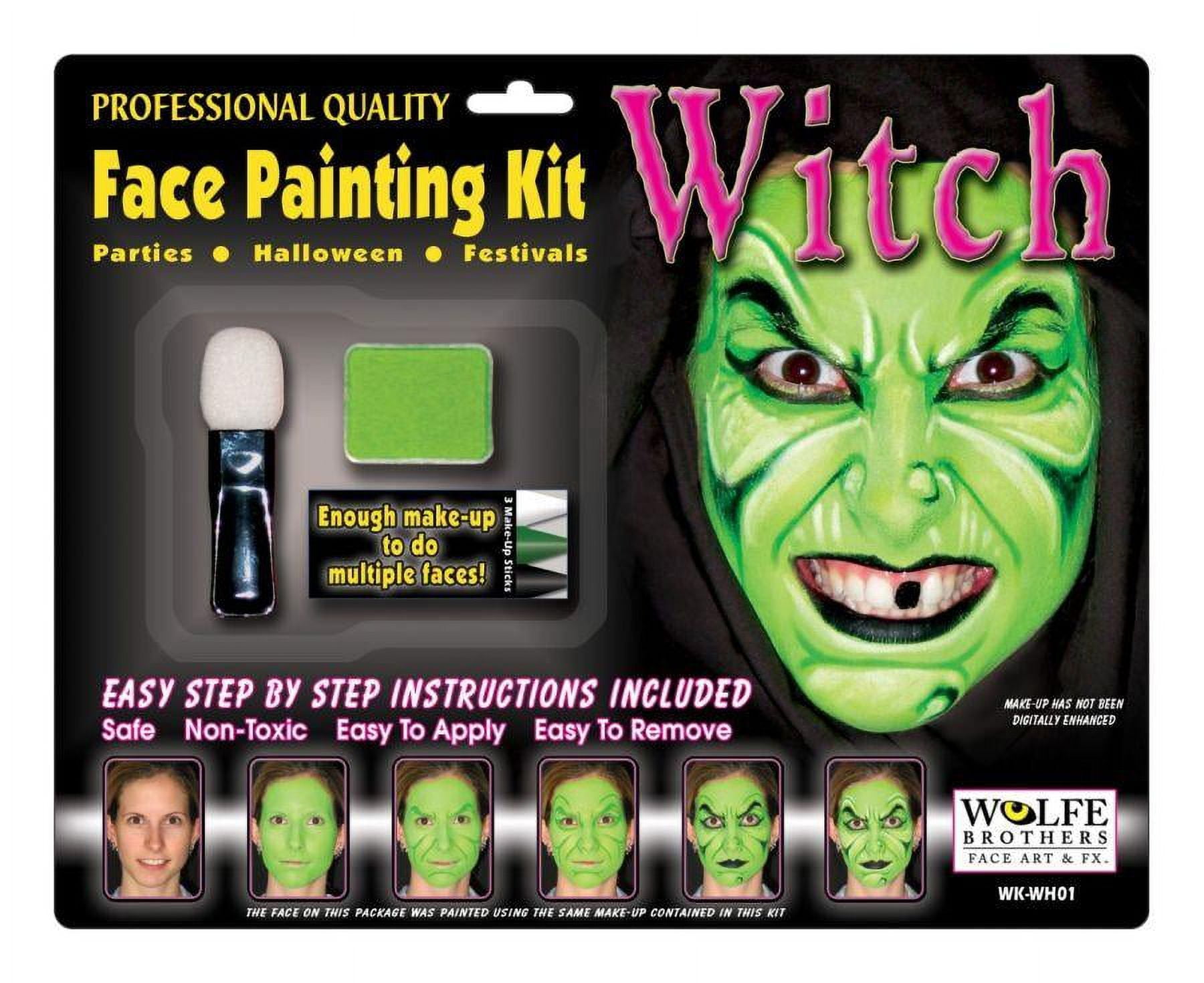 Green Witch Face Paint Kit Washable Halloween Costume Makeup For