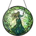 thumbnail image 1 of Green Witch Suncatcher Plant Witch Stained Glass Window Hanging Plant Lover Gifts for Women Wall Decor Handmade Sun Catcher Decoration for Garden Home Housewarming Gifts, 1 of 5