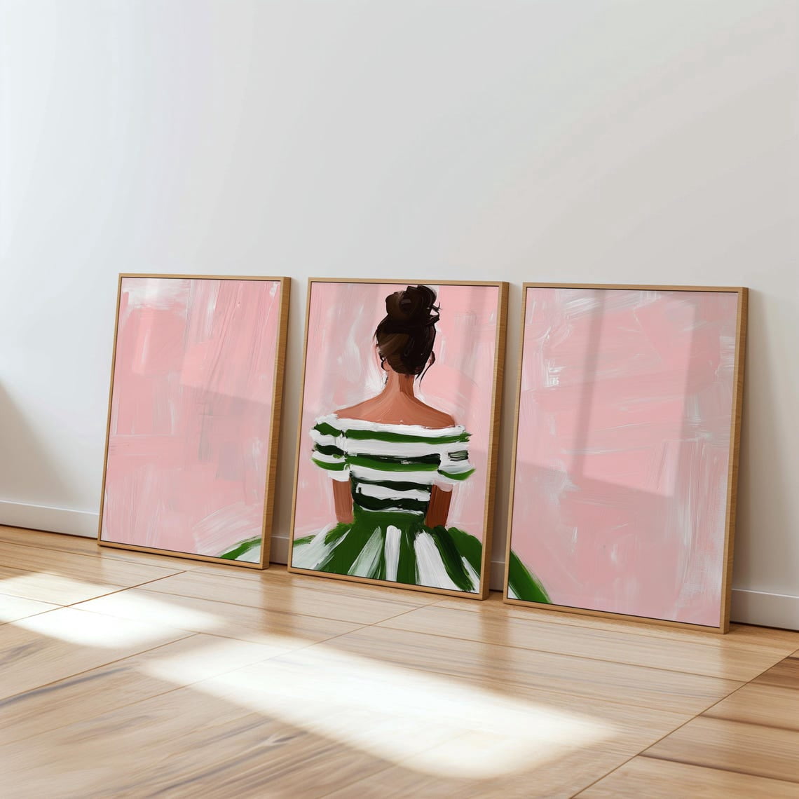 Green Woman Wall Art Set of 3, Feminine Back View Fashion Posters ...