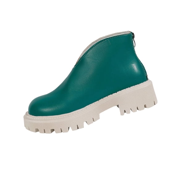 Green Women Boots With Thick Sole Chunky Heel Comfortable For All Day Wear In Cold Weather Conditions