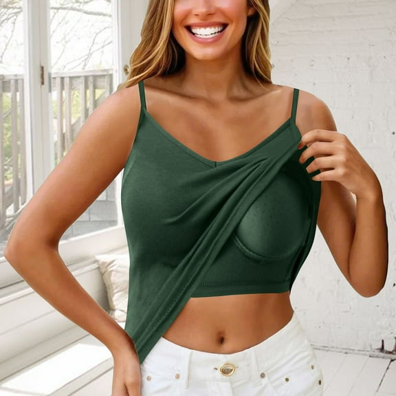 Green Women Camisoles & Tanks, Women With Breast Pad Short Large Backless Small Vest With Back Underwear,Women's Camisoles & Tanks L