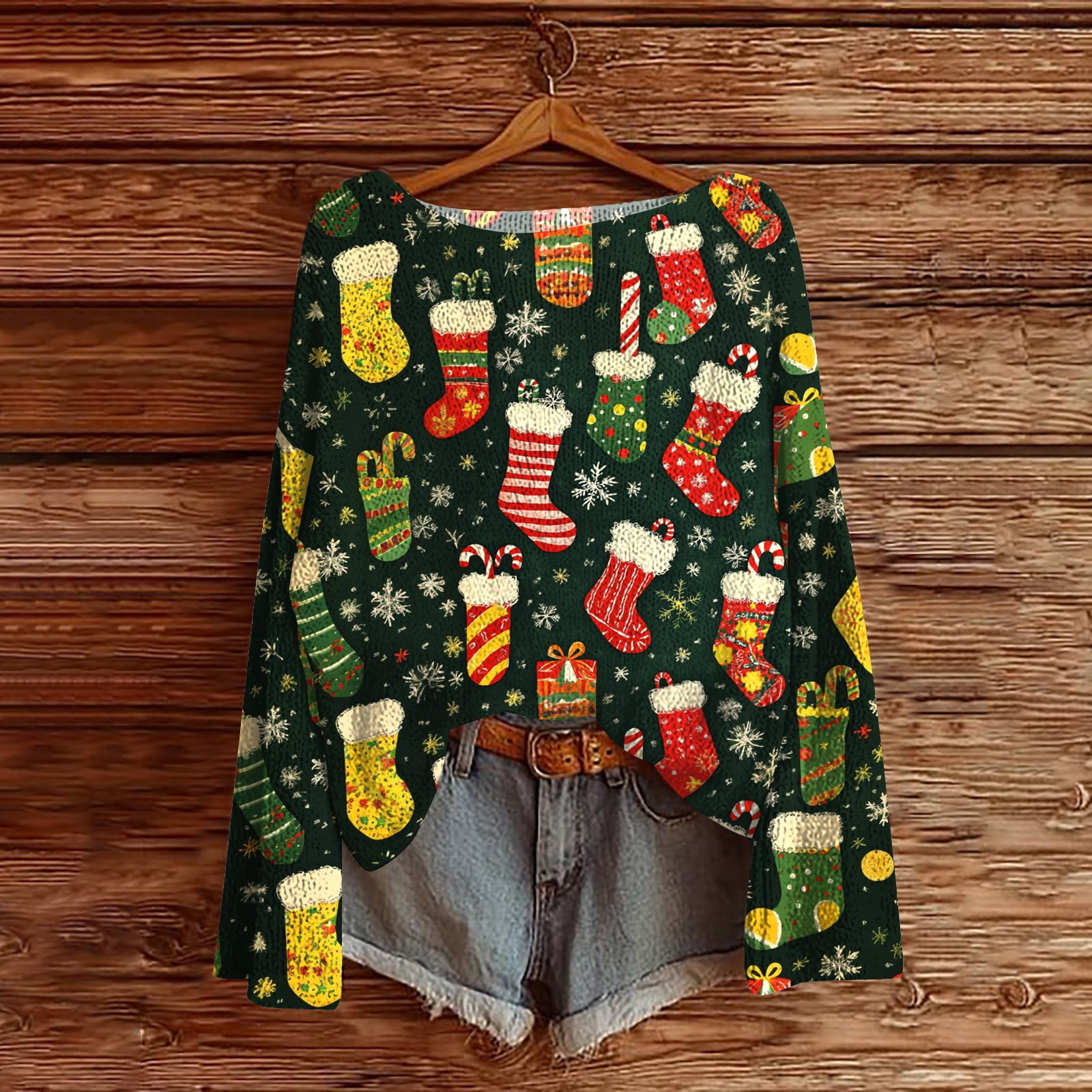 Green Women Casual Long Sleeve Fall Sweaters Crew Neck Soft Basic Knit ...