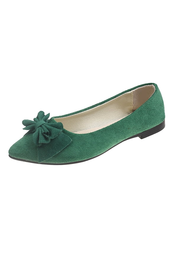 Green Shoes For Women Casual Flats Pointed Toe Solid Color Flower Detail Comfortable Lightweight All-Match Leisure Outdoor Indoor Spring Fall Size 42