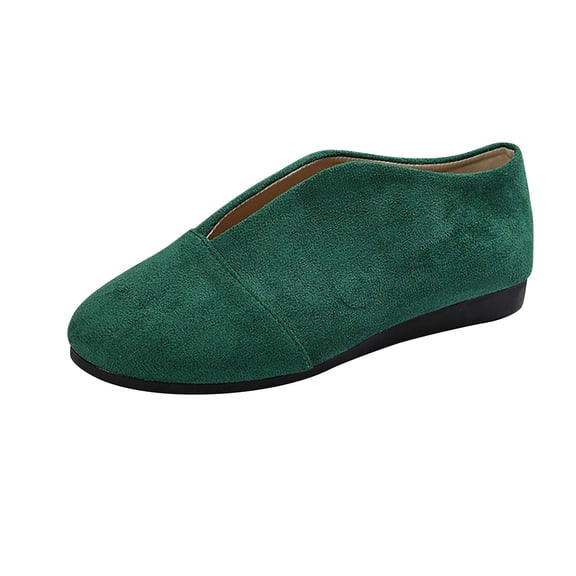 Green Women S Flat Shoes With Pointed Toe And Side Opening For Plus Size Individuals Enjoying Casual And Outdoor Time