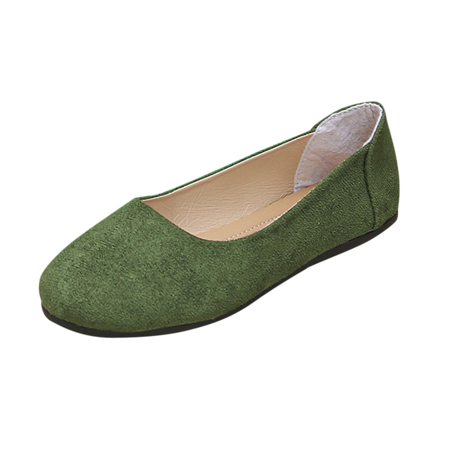 Green Women'S Loafers Flat Plus-Size Slip-On Low-Cut Soft Sole Casual ...