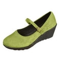 thumbnail image 1 of Green Women'S Sandals Casual Solid Color Wedge Heel Round Toe Soft Bottom Comfortable Outdoor Beach Fashion Footwear Lightweight For Daily Walking Size 40, 1 of 9