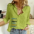 thumbnail image 1 of Green Women Shirts, Fashion Women'S Loose Button Solid Lapel Long Sleeves T Shirt Blouse Tops,Women Shirts XXL, 1 of 5