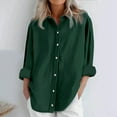thumbnail image 1 of Green Women Shirts, Womens Daily Casual Linen Shirts Long Sleeve Shirts Tops Casual Blouses Loose Fit Shirt,Women Shirts S, 1 of 6